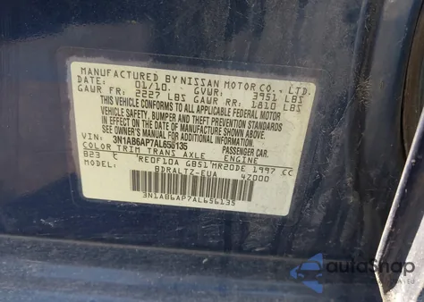 2010 Nissan Sentra 2.0S from USA, damaged, VIN 3N1AB6AP7AL656135